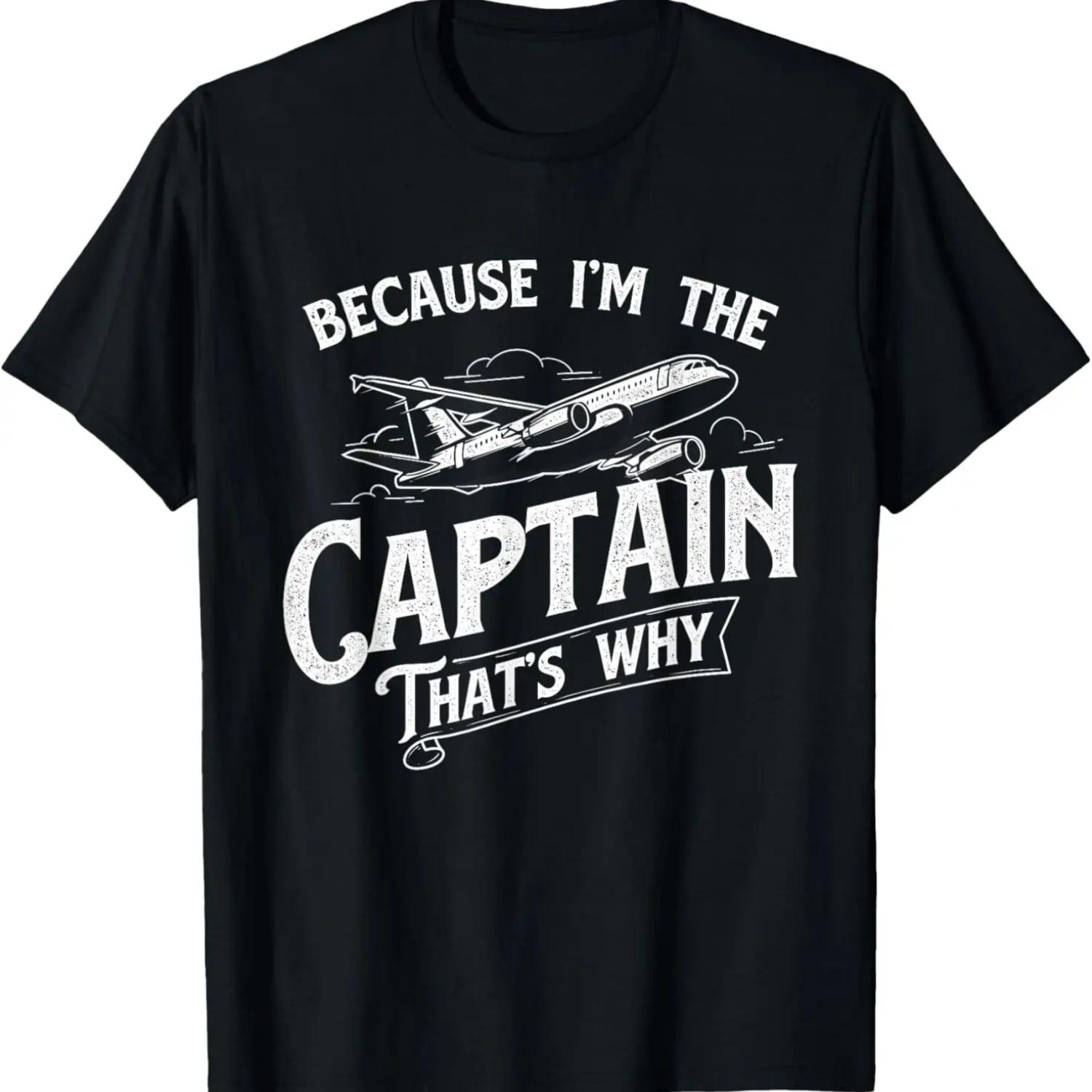 Потому что я капитан, вот почему - Футболка пилота авиакомпании XXXXXL чёрный