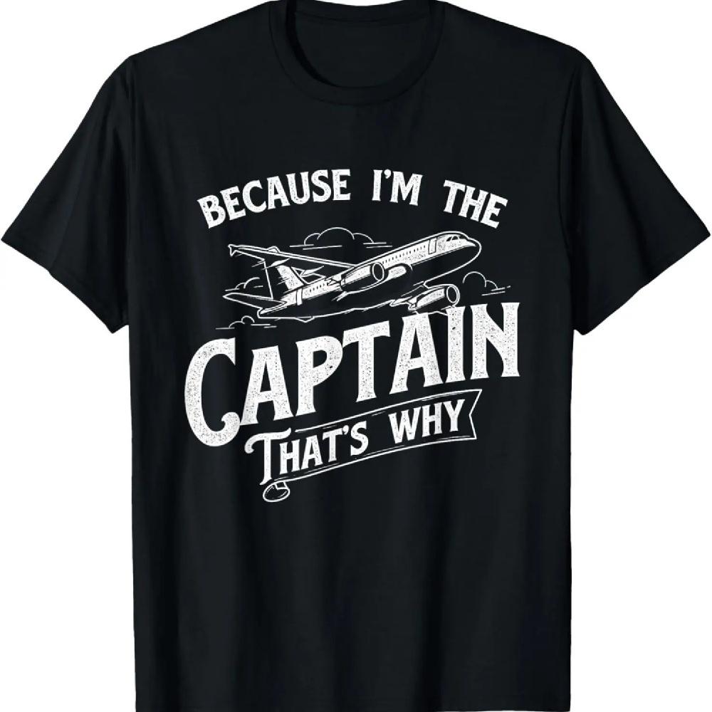 Потому что я капитан, вот почему - Футболка пилота авиакомпании XXXL чёрный
