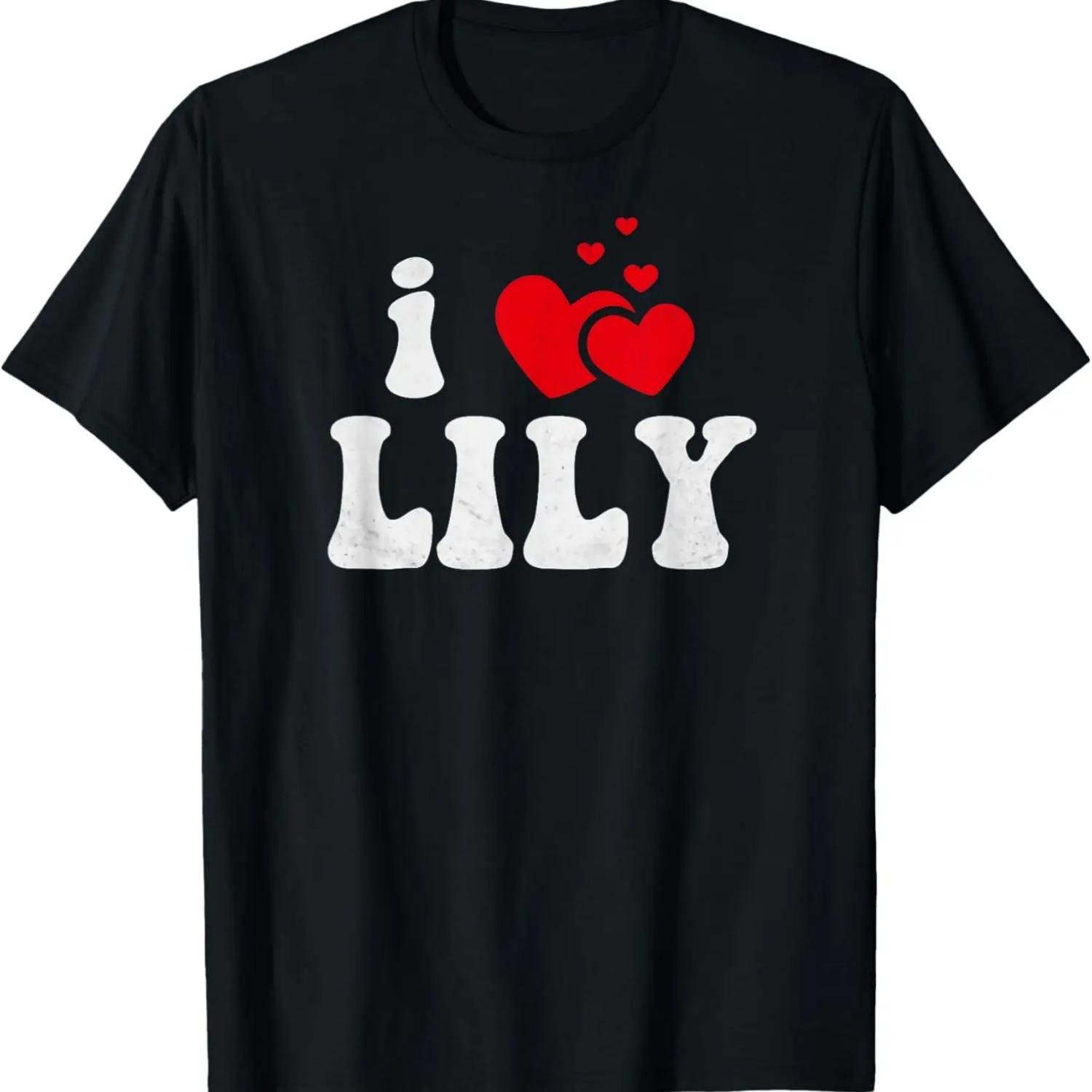 Я люблю ЛИЛИ Забавное сердце любви на День святого Валентина Женская футболка ЛИЛИ XXXXXL чёрный